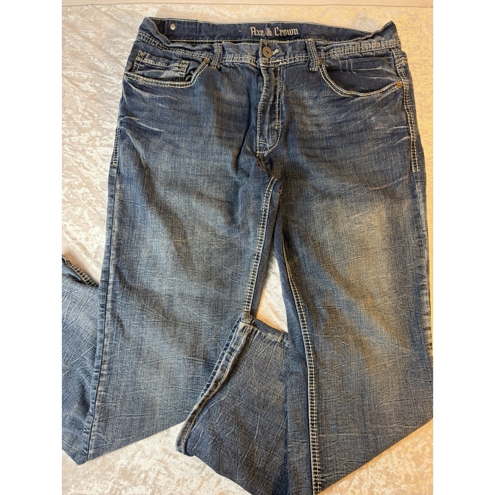 Axe & Crown Slim Boot Jeans Men's 36x29 Blue Medium Wash Flap Pocket Y2K